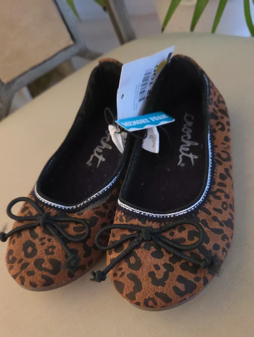 Girls Leopard Print Memory Foam Ballet Flats ❤️
